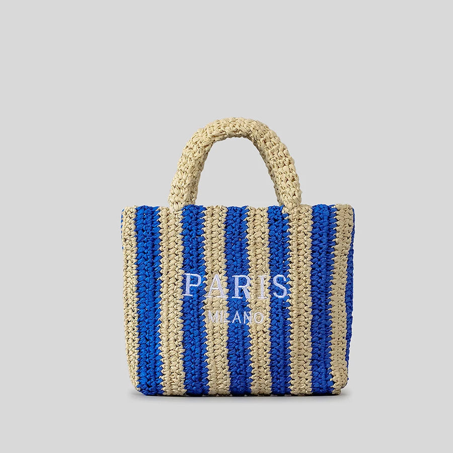 Lina - Striped Straw Summer Bag