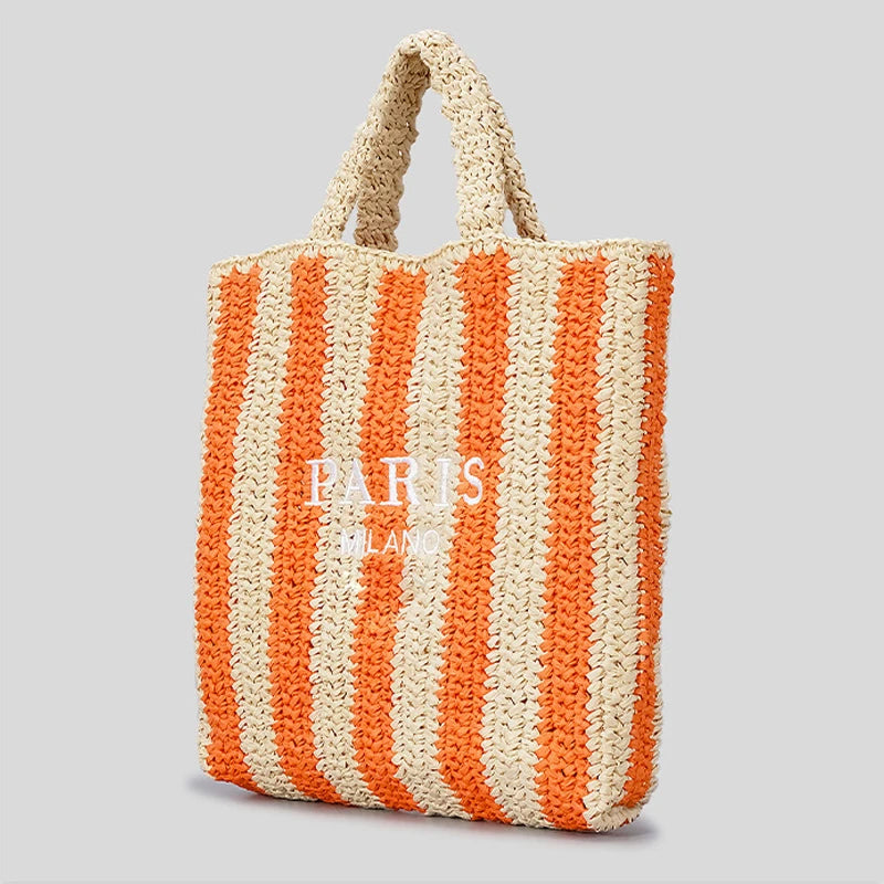 Lina - Striped Straw Summer Bag