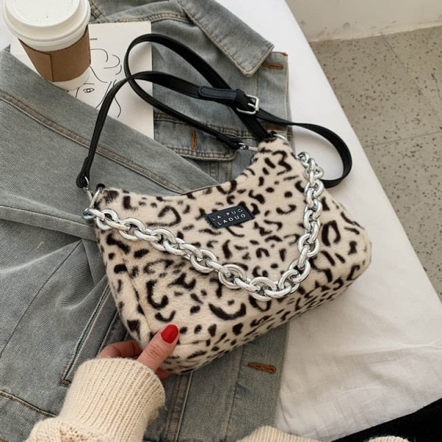Paige - Leopard Plush Bag